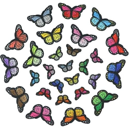 Butterfly Embroidery Thermo Stickers DIY Colorful Iron-On Patches for Clothes Hat 3D Appliqued Garment Accessories Cheap New