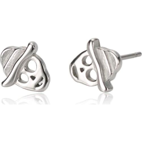 Women brincos Tiny Earrings Bar Statement Jewelry Stainless steel lover Skull Design Stud Earrings Small for Ladys