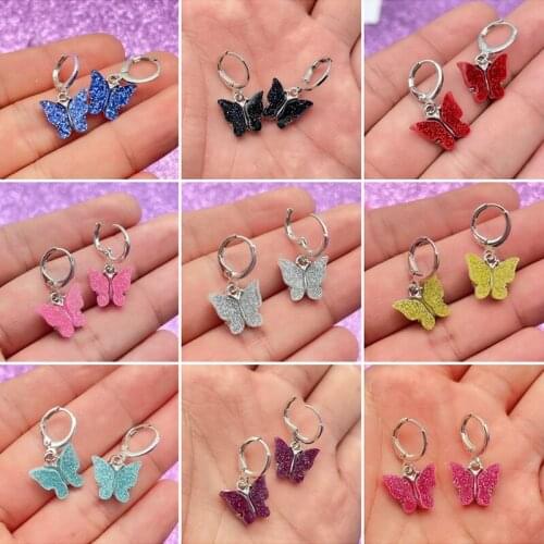 Peixin 13 Colors Womens Butterfly Earrings Cute Colorful Butterfly Charms Dangle Earrings For Women Jewelry Gift Wholesale