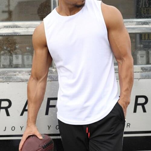 New Sleeveless Mens Vest Sports Tank Casual Top Vest Shirt Slim Mens Shirt Solid O Neck Bodybuilding Summer Wear