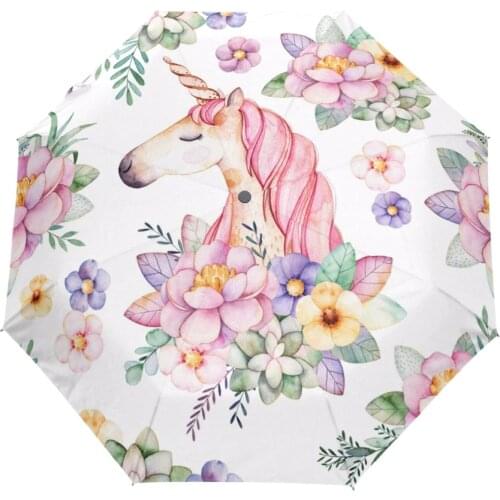 Windproof Automatic Umbrellas Unicorn Pattern Women Umbrella Sun Protection Umbrella Male and Female Advertisement Customized