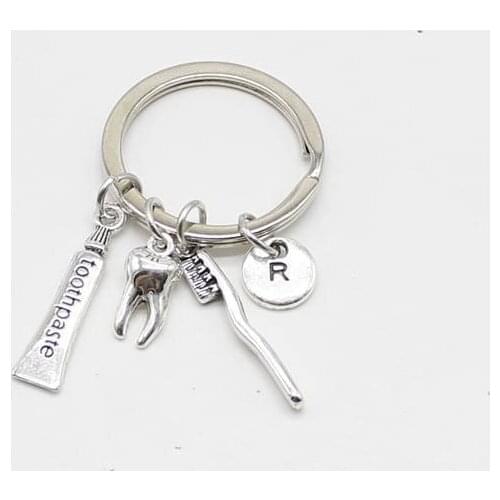 Creative personality 26 letter tooth toothbrush toothbrush toothpaste keychain attractive dental health doctor nurse family frie