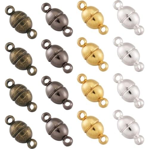100 Set Brass Round Ball Magnetic Clasps Bracelets Necklaces Chain Jewelry DIY 11x5mm Hole:1mm Nickel Free Golden Antique Bronze