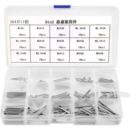 150Pcs Split Cotter Pins Kit Set W/ Box Stainless Steel Assortment Split-Cotter Fastening Pins 15 Types M1-M3 Hot Sale Wholesale
