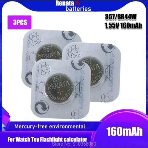 3pcs/lot Renata 357 100% Original Brand New LONG LASTING SR44W SR44 LR44 A76 L1154 SR44 357A AG13 Swiss Made Watch Battery