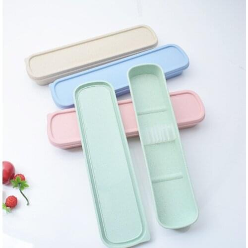 40pcs Wheat Straw Tableware Storage Box Cutlery Boxes Portable Kitchen Tool Container for Travel Free Shipping WB200