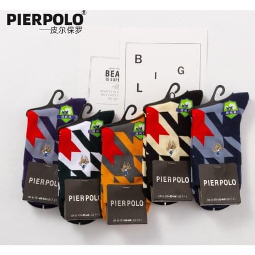 5 Pairs/lot Pier Polo New Fashion Cotton Mens Winter Socks High Quality Business Casual Socks Male Crew Socks Size 39-45