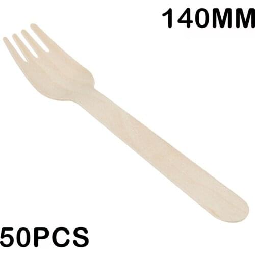 Promotion - Party Wedding Suppliers, 140mm Disposable Tableware Dessert/Cake Mini Wood Fork, 50/Pack