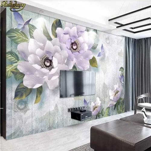 Beibehang Custom photo wallpaper mural 3D embossed peony European retro TV background wall paper wall papers home decor