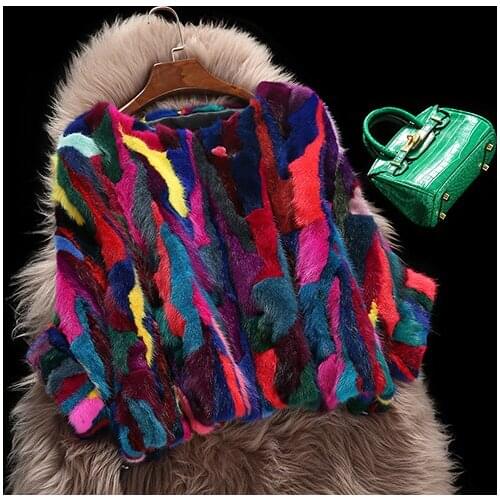 Free shipping new real/genuine mink fur coat womens fashion batwing sleeve jacket shawl ladies multi-color colorfull outwear