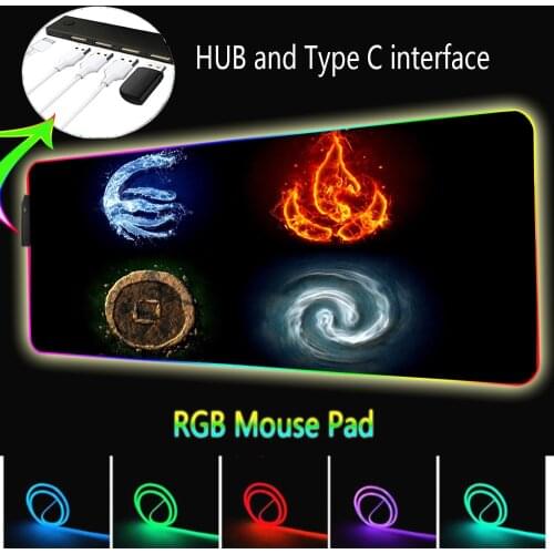 Anime Keyboard Large Mouse Pad Xxl with USB Hub Pc Gamer 4 Port Desk Mat LED Backlight Mause Pad Anime Cheap Gaming Laptop Pads