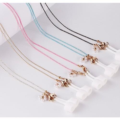 74cm Beaded Pearl Daisy Flower Glassess Chain Anti Lost Mask Eyeglass Strap Reading Sunglasse Lanyard Spectacle Neck Cord Holder