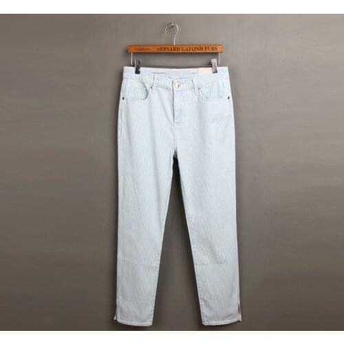 High waist spring women fashion loose water wash ankle length casual stripe jeans female trendy plus size vintage denim bottom