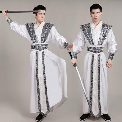 Ancient Chinese Costume Men Stage Performance Outfit for Dynasty Men Hanfu Costume Satin Robe Chinese Traditional Dress for Men
