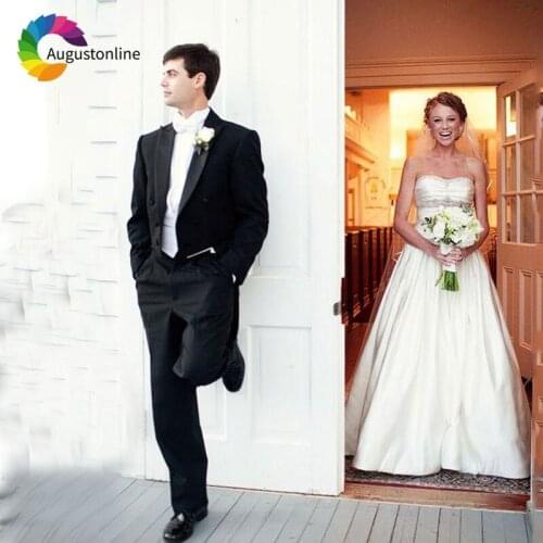 Italian Tailcoat Black Mens Wedding Suits for Men Groomsmen Suit 3Piece Vintage Best Man Blazer Long Groom Tuxedo Morning Dinner