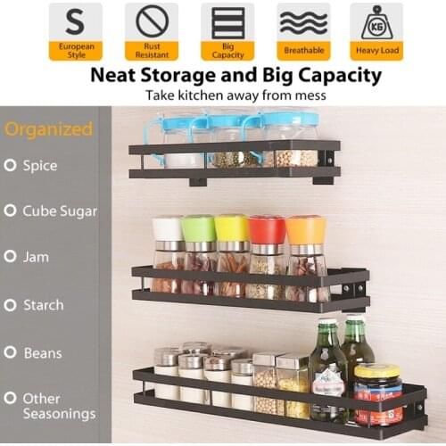 Kitchen Storage Shelves for Wall Punch-free Dish Chopstick Shelf Knife Rack Stainless Steel Seasoning Holder Home Organizer