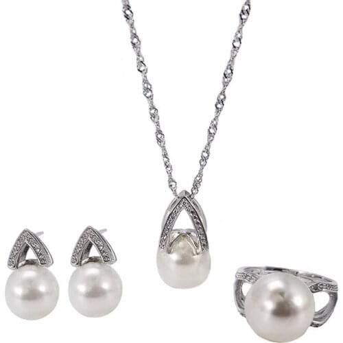 MADALENA SARARA Flower Style AAAA Cubic Zirconia AAA 8mm Freshwater Pearl S925 Plated pendant chain Necklace Jewelry Set