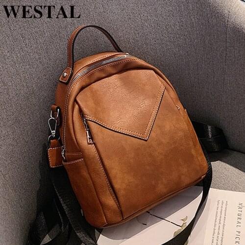 WESTAL Small Womens Backpack PU Leather School Bag for Teenager Girls Fashion Daypack Mini Satchel Bag Women Back Bag 1222