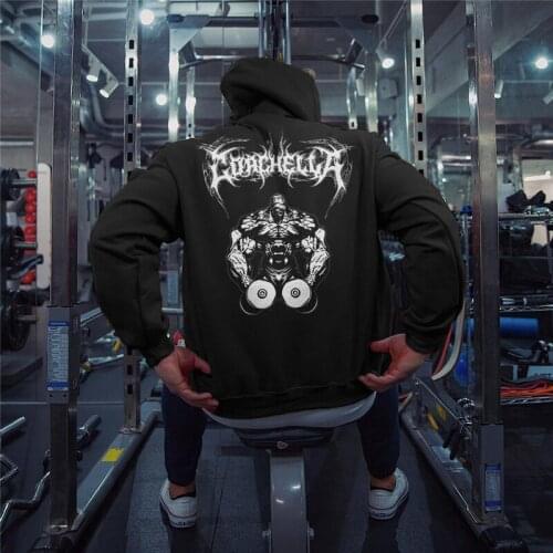 Mens New Bodybuilding Sports clothes Hoodies cotton printing gym Fitness Sweatshirt sportswear Fashion Casual male top coat
