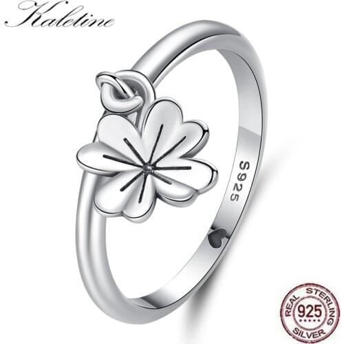 KALETINE Retro Punk 925 Sterling Silver Rings For Women Flower Pendant Trendy Male Men Jewelry Halloween Accessories 2020 Bijoux