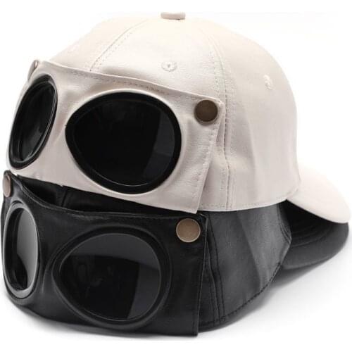 RUHAO Mens leather glasses Baseball Cap Dad Hat For Girl Boys Casual Sun Girls Bone Snapback Caps Pilot hat