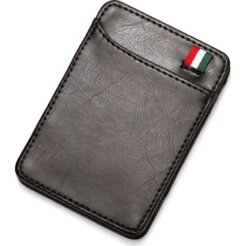 Mens Wallet Korean PU Leather Magic Wallet Creative Mens Wallet Money clip Fashion Ribbon Bank Card Bag CardHolder carteira