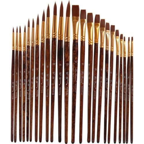12Pcs Nylon Watercolor Paint Brush Set Pointed Flat Headed Drawing Berushes For Kid Student School Acrylic Painting Art Supplies