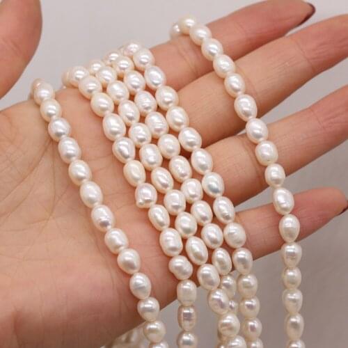 Natural Freshwater White Rice Pearl Beaded DIY Elegant Charm Necklace Bracelet Jewelry Accessories Party Exquisite Gift Making