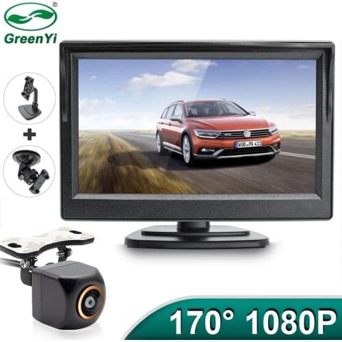 New AHD 1920*1080P 5 Inch 4Pin Car Inside Parking Monitor with 2 Channels Vehicle Parking Video Display System