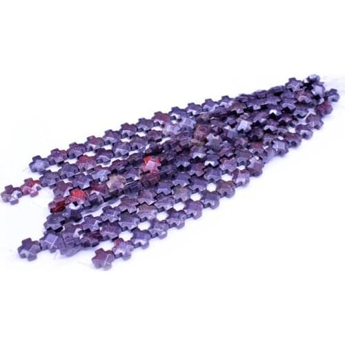 Wholesale 17PCS/lot Natural Semi-Precious Stones Faceted Cross Carving DIY Jewelry Beads Necklace Multicolor