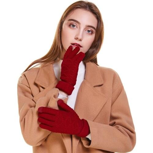 Adult woman female girl Touch Screen Gloves Knit Jacquard Gloves Winter Warm Full finger Gloves ST14