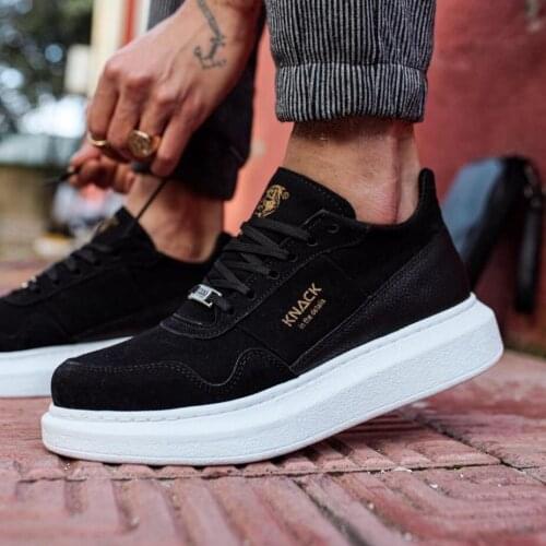 Knack High Sole Daily Suede Men Shoes 040 Black (White Bottom) new Creation New Season Spring Summer Street Fashion