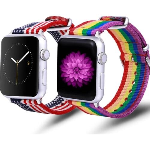 For Apple band nylon strap band apple 6/5/4/3/2/1 rainbow strap iWatch strap Series 38mm 40mm 42mm 44mm Sport smart Watch Strap