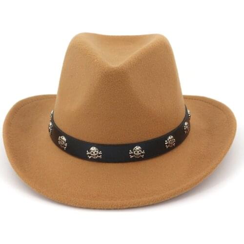 Fashion Wide Brim Fedora Cowboy Western Wool Felt Hat Cheap Horseman Cap British Style Jazz Formal Hats Sombrero for Men Women