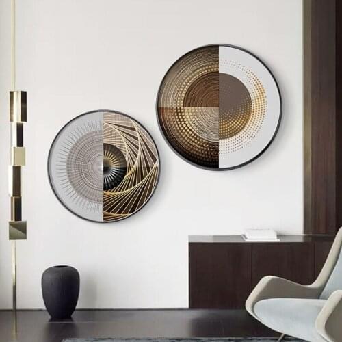 Modern Geometric Art Combination Abstract Wall Art Posters and Prints Luxury Wall Pictures for Living Room Bedroom Home Decor