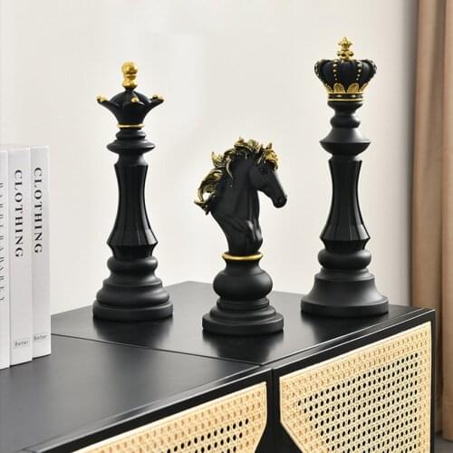 Resin Chess Statue Home Decor Retro Animal Figurines Room Decor for Interior Home Decoration Accessories Chessmen Sculpture
