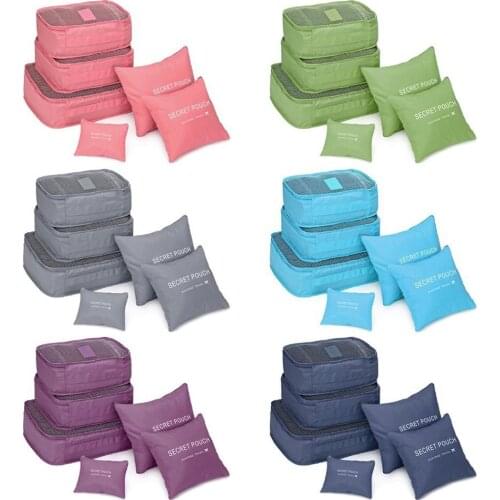 Korean Style Portable Durable Eco-Friendly 6 Pcs/Set Square Travel Home Luggage Storage Bags Clothes Organizer Pouch Case