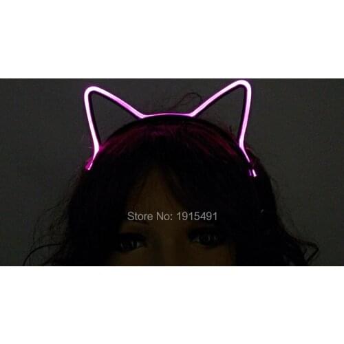 Cat ears Shaped LED glowing hair band with Flashing function Night Club show Headband glow props as Valentines gift for girls