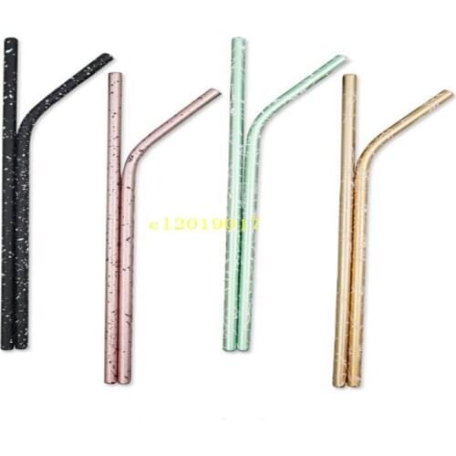 Creative stainless steel straw 304 color metal pattern spray paint environmental protection straw 500PCS