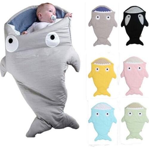 High quality Cartoon Shark Baby Sleeping Sack Winter Strollers Bed Swaddle Blanket Wrap Cute Cotton Bedding Baby Sleep Sack