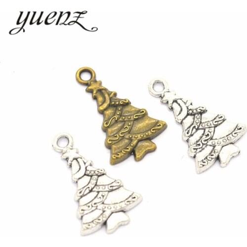 YuenZ 15pcs 3 Colors Antique silver color alloy Metal Christmas tree Charms for Jewelry Making Diy Handmade Jewelry 24*15mmQ208