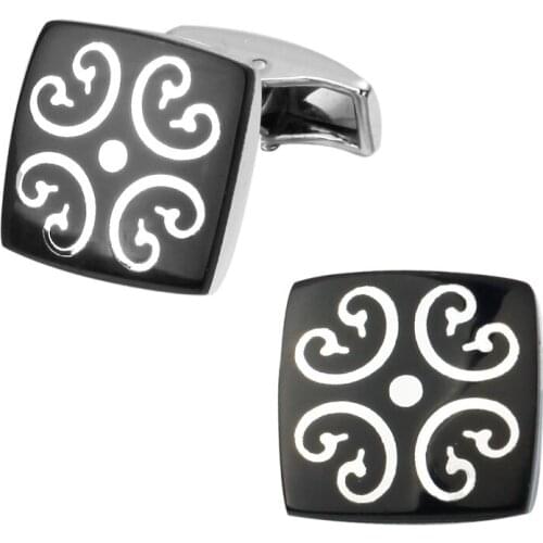 Mens shirts Cufflinks high-quality copper material Black Square Flower Cufflinks 5 pairs of packaging for sale