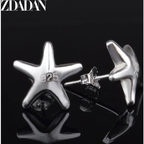 ZDADAN 925 Sterling Silver Starfish Simple Stud Earrings For Women Silver Earring Jewelry