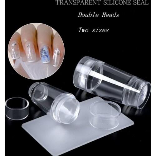 1 Set Double Heads Pure Clear Silicone Nail Art Stamper Scraper Polish Printing Transferring Design Marshmallow Nails Stamp Tool