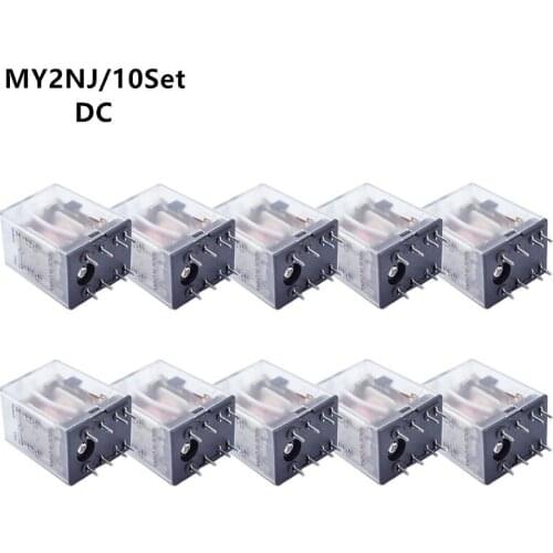 10PCS MY2NJ DC 12V 24V 36V 48V 110V 220V electromagnetic relay With LED indicator HH52P MY2 series HH52P-L new pattern