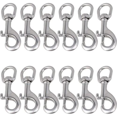 12pcs 304 Stainless Steel 70mm metal Swivel-Eye Bolt Snap Hooks safety Buckle Round for key chains pet chain camping climbing