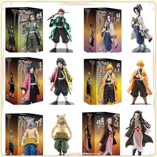 16cm Anime Demon Slayer Kimetsu No Yaiba Figure Tanjirou Nezuko Inosuke Figurine Antistress Action Figure Demon Blade Model Toys
