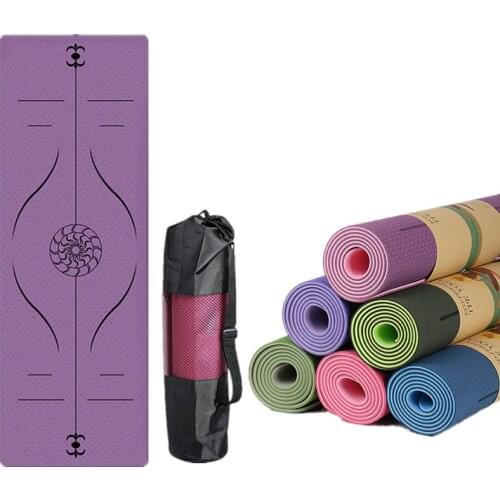 183*61*0.6cm TPE Yoga Mat With Position Line Sport Carpet Mat Environmental Fitness Gymnastics Antiskid Mat Bag Set For Beginner