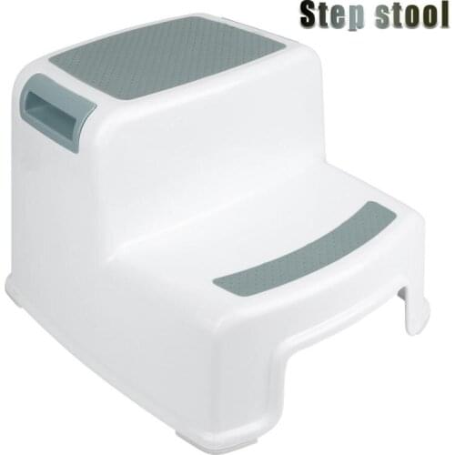 2 Steps Plastic Foot Stool For Kids Anti-Slip Child Ladder Childrens Non-slip Feet Increase Bathroom Toilet Step Stool HWC