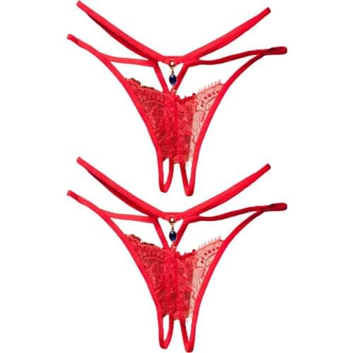2Pcs Sexy G-String Women Thong Panties Solid G String T-Back Briefs Transparent Low-rise Briefs Panties Thong Womens Underwear